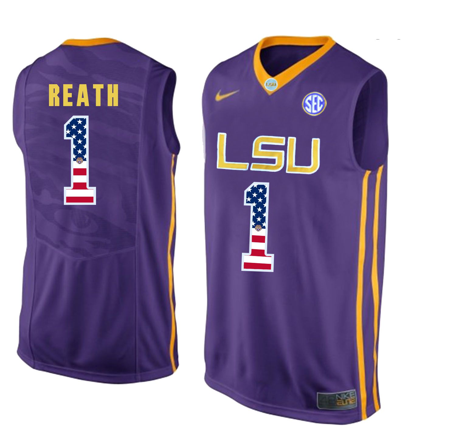 Men LSU Tigers #1 Reath Purple Flag Customized NCAA Jerseys->nba t-shirts->Sports Accessory